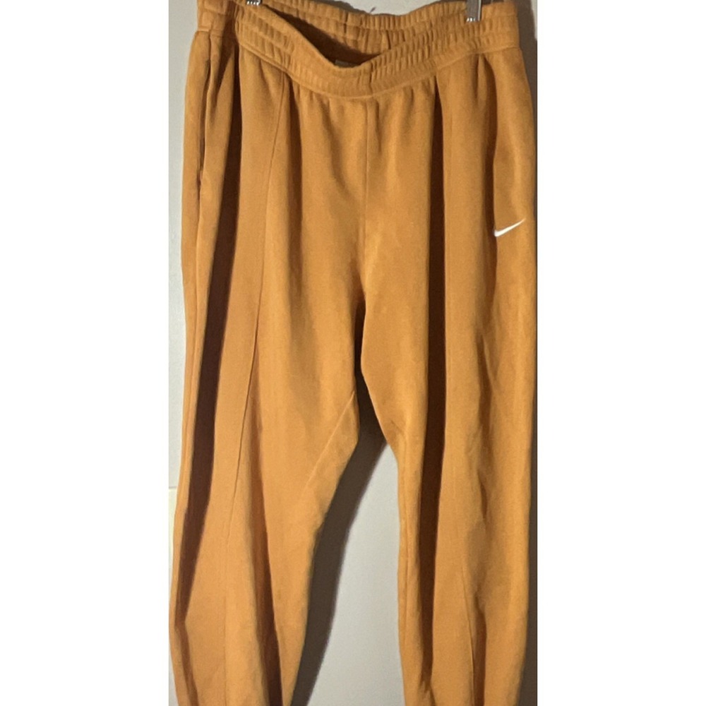 Nike‎ Women's Orange Fleece Jogger Pants Cotton Tapered Elastic Waist Size L